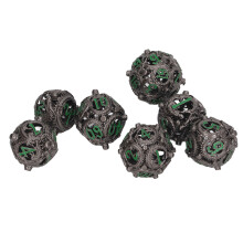 7pcs Copper Polyhedral Dice Set - Portable Engraved Metal for Board Games