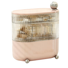 Portaoggetti da bagno con funzione girevole, vassoio porta cosmetici con 3 scomparti divisi, custodia organizer per accessori per capelli