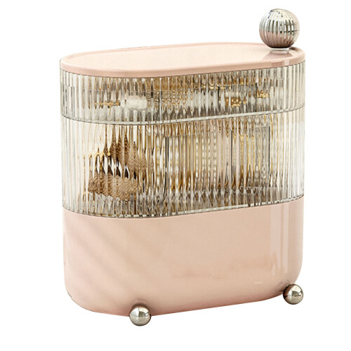 Bathroom Storage Holder with Rotating Functionality, Cosmetics Storage Tray Featuring 3 Tier Divided Compartments, Hair Accessories Organizer Case