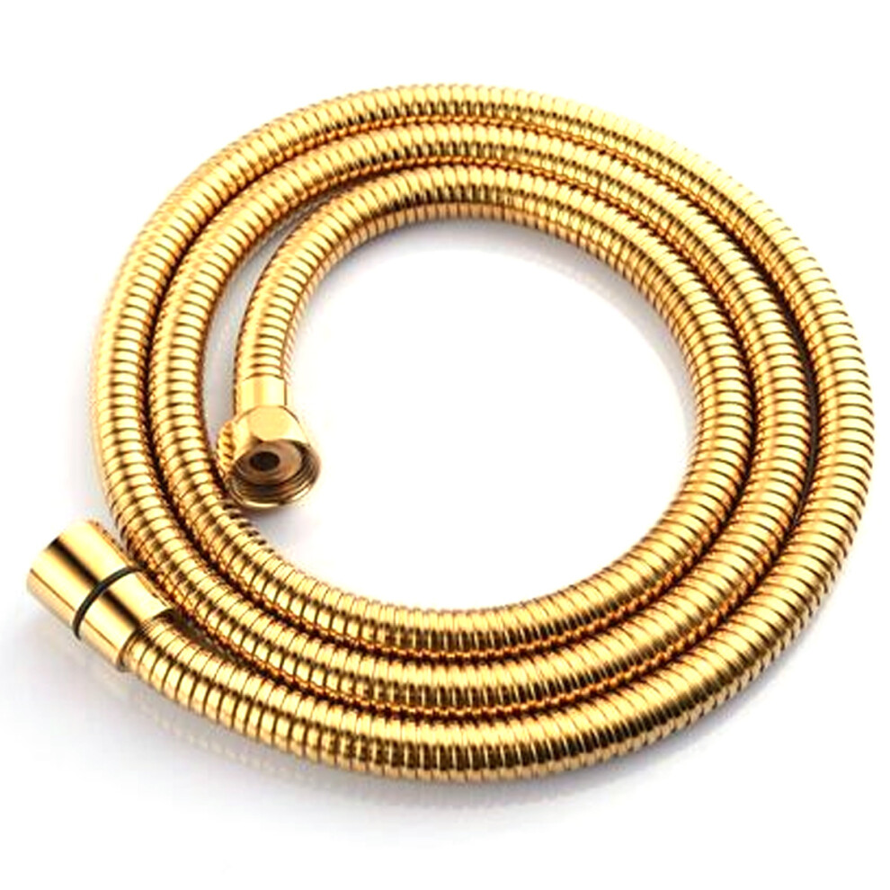 Flexible Shower Hose, Gold 59-Inch Stainless Steel Replacement With Non-Toxic Odorless Epdm Inner Tube, Solid Brass Connector For Multipurpose 9448196539514