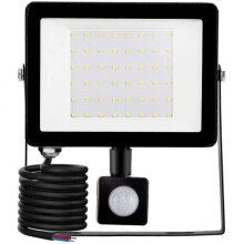 Refletor de segurança externo com sensor de movimento, sistema de resfriamento e longa vida útil, 50W.