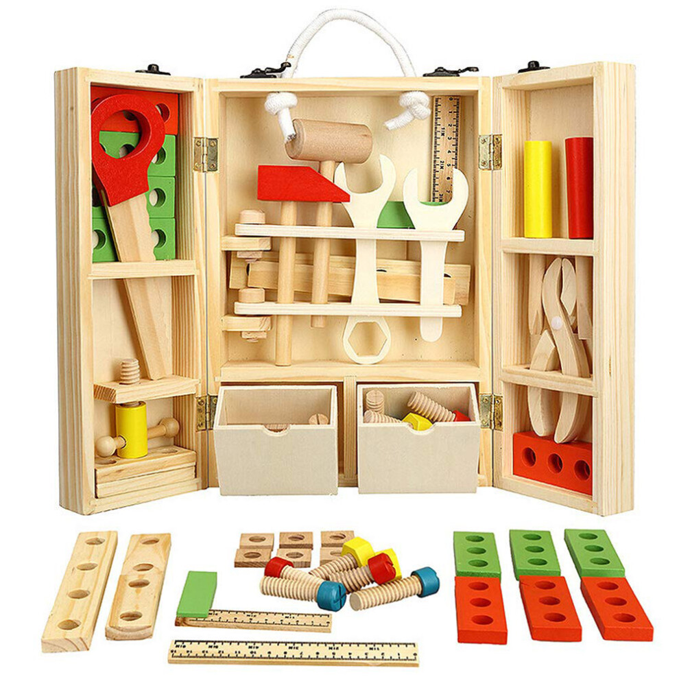 Wooden Repair Tool Box For Toddlers, Educational Role Play Toy With Safe Solid Wood Construction, Diy Repair Toolkit For Pretend Play And Early 9169997304988