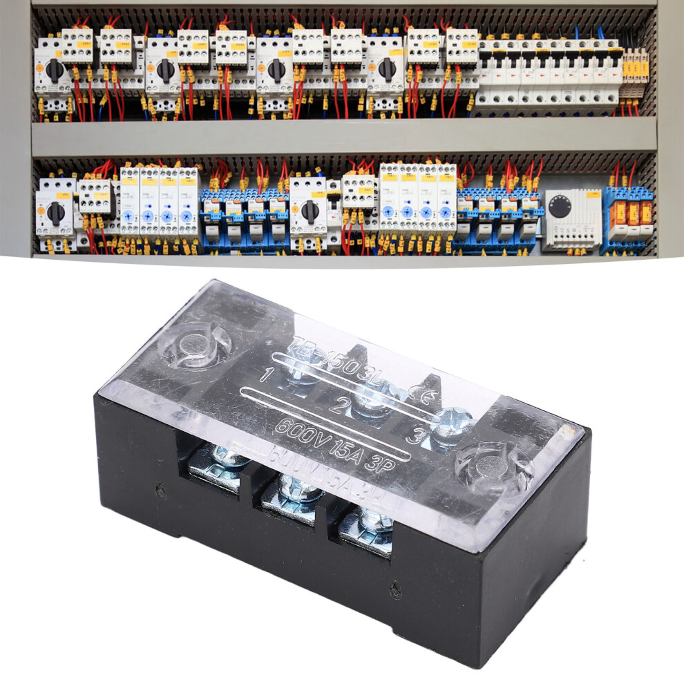 Dual Row High Current Terminal Strip 15A 600V M3 Cover 4681371448545