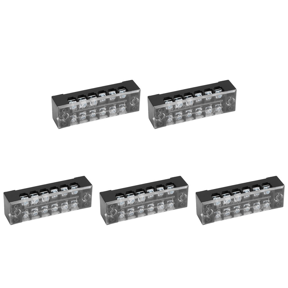 5Pcs Dual Row Terminal Block 15A 600V M3 Screws 6 Positions 7661371448643