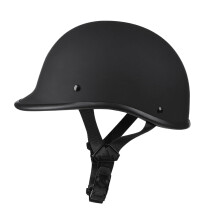Vintage Matte Black Motorcycle Helmet with Secure Fit Buckle and Breathable Lining for Riding