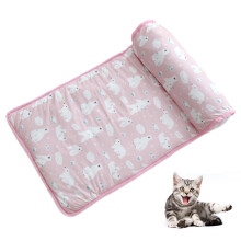 Tapis rafraîchissant pour animaux de compagnie en tissu auto-rafraîchissant, lit rafraîchissant en soie glacée avec oreiller rafraîchissant,