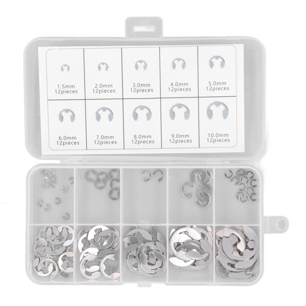 120Pcs 304 Stainless E Clip Circlip Retaining Ring Assortment Kit 7891371452863