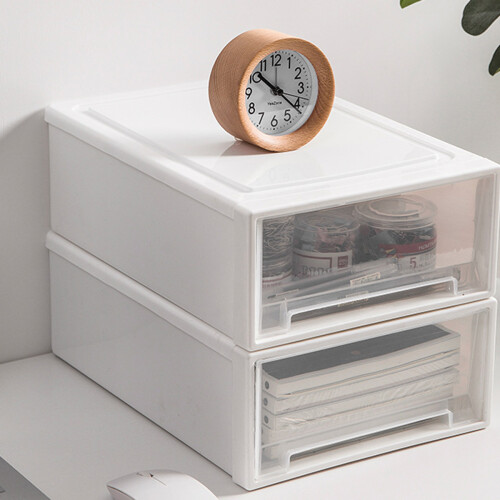 Smooth Pushing and Pulling Organizer, Durable Plastic Stacking Storage Drawer Unit with Clear Front, Multi Use Design for Cosmetics Jewelry and 2