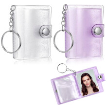 Oppbevaring av bilder i stilig design, mini-nøkkelring til fotoalbum, trykknapplukking, førsteklasses PVC-materialer, støvbeskyttelse for
