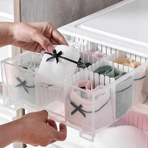 Free Installation Storage Solution, Smooth Pushing and Pulling Durable Plastic Drawer Design with Dustproof Cover, Multi Purpose Organization for 1
