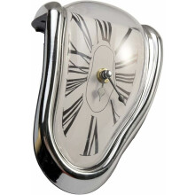 Roman Numerals Fully Functional Clock, Dali Inspired Time Inspiration for Home Office Decor and Creative Gift Ideas (Silver)
