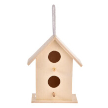 Home Adornment Craft With Rustic Charm Aesthetic, Garden Decoration Birdhouse Made From Wood Material, Creative Bird Nest Featuring DIY Painting And