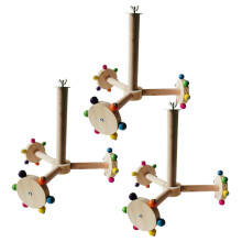 Chewing Parrot Stand for Bird Cage, Interactive Wooden Rotating Perch with Non-Slip Frame, Hanging Rotating Bird Perch for Mental Stimulation,