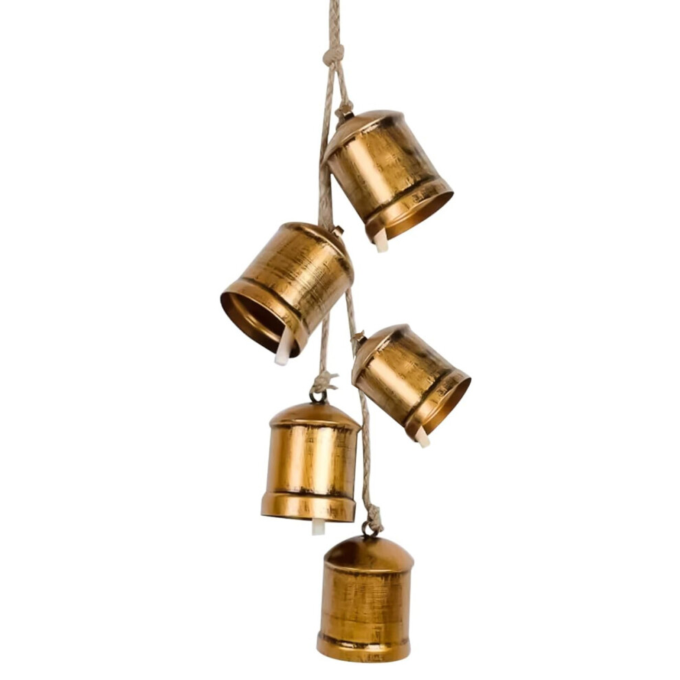 Shabby Chic Bells Rustic Hanging Jingle Christmas Tree Decor, Vintage Rustic Metal Tranquil Wind Chimes with Jute Rope, Handmade Lucky Cow Bells for-image-OPC-PR7YD67-NEW
