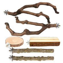 Papageien-Sitzstange für Käfige, raue Holzplattform aus natürlichen Wildreben, Vogelspielbereich aus ungiftigem Material und Edelstahl
