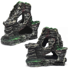 Ornament realist cu scenă montană, piatră de terariu, peșteră simulată din rocă și copac pentru habitate acvatice și reptile, decor pentru