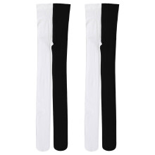 2Pcs Ultra Soft Black White Two Color Opaque Tights for Women
