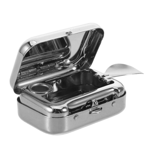 3Pièces Cendrier Portable Mini Acier Inoxydable Avec Couvercle Argent 2