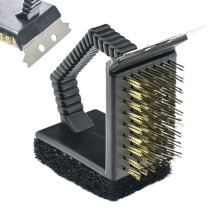 Grill Brush with RustResistant Copper Bristles, RightAngle BBQ Cleaner for Outdoor Cooking