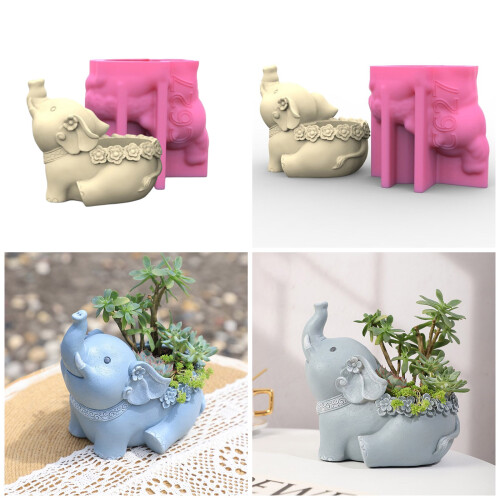 Pots de fleurs, moules en Silicone, Vase d'éléphant 3D, moules 1