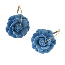 Boucles d’oreilles à fleurs bleues fabriquées à la main Denims-B