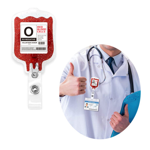 Convenient Retractable Badge Holder Blood Type Badge Reel-SET 2