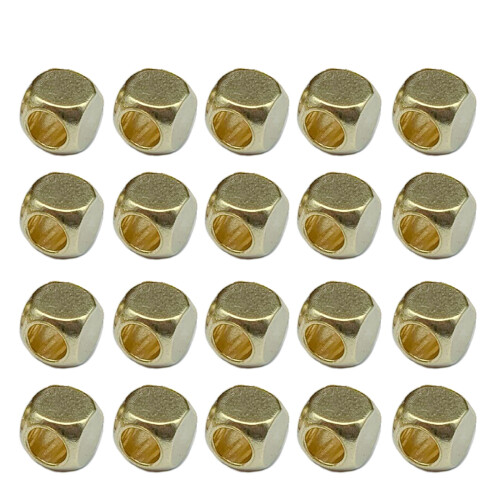Paquet de 20 perles de lanière de-perles carrées dorées 2