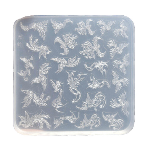 3D Carving Silicone Mold Nail Stamping Pattern Nails Stencils-3