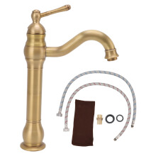 Luxury 360 Swivel Bathroom Faucet, Antique Brass Vessel Sink Faucet for Timeless Appeal, Single Hole Single Handle Faucet with Ceramic Disc