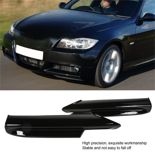 Front Bumper Spoiler for 3 Series E90 E91 M‑Tech 2005‑2008 Bright Black 2