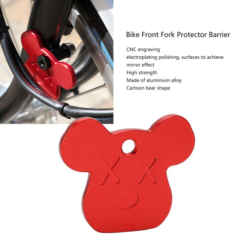 Aluminum Alloy Bear Shape Front Fork Protector for Folding Bike Red 2