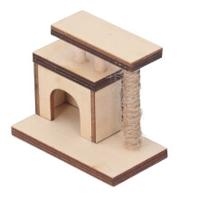 Miniatur-Kirschbaumholz-Katzenkletterrahmen-Modell für Puppenhaus im Maßstab 1:12 (6,5 x 5,5 x 3,5 cm)