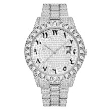 Unik design med strass-stein, diamantklokke med vanntetthet for daglig bruk og urkasse og rem i stål, bling-stens-steinklokker med glitter