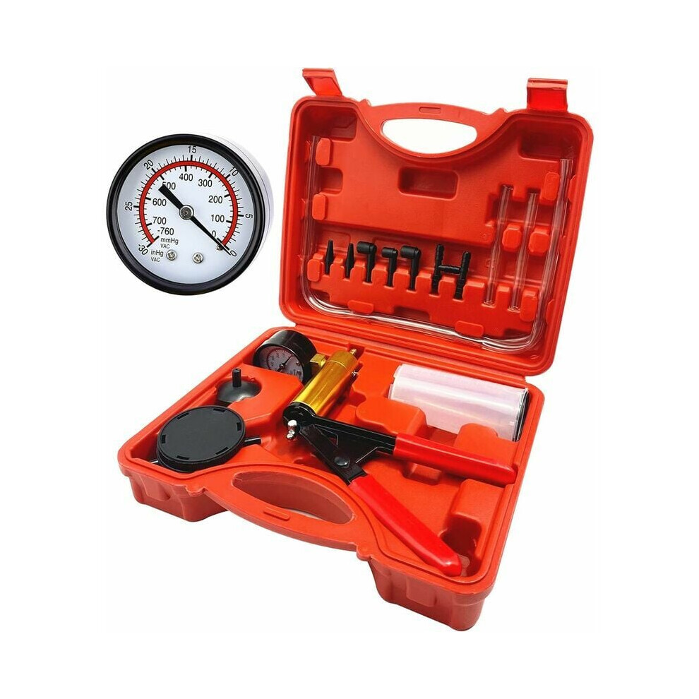 Portable Brake Bleeder Kit, Vacuum Pump Tester For Automotive Diagnostics, Heavy Duty Steel Handle, Vacuum Gauge 0-30 Inch Hg, Storage Case For Easy 9358999556055