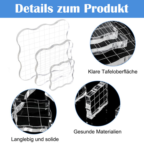 Grid Design Stamping Tools, Easy Grip Design Acrylic Clear Stamping Blocks for Accurate Image Placement, Adjustable Positioning with Smooth Edges, 1