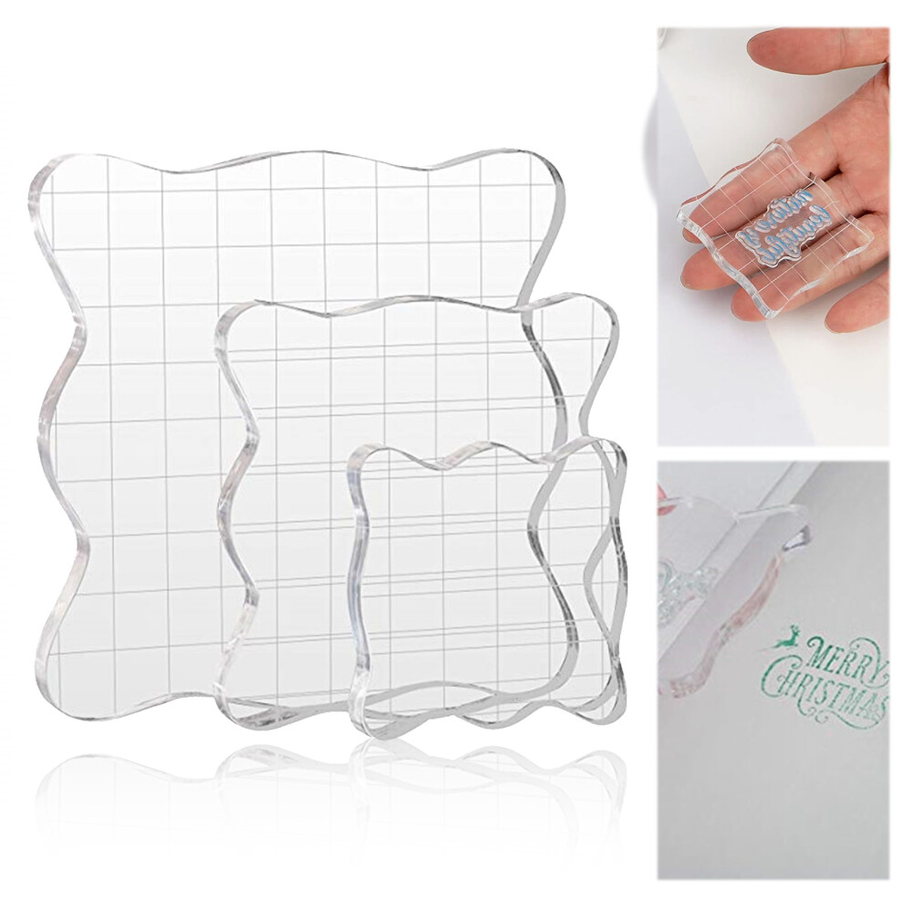 Grid Design Stamping Tools, Easy Grip Design Acrylic Clear Stamping Blocks For Accurate Image Placement, Adjustable Positioning With Smooth Edges, 9358999556376