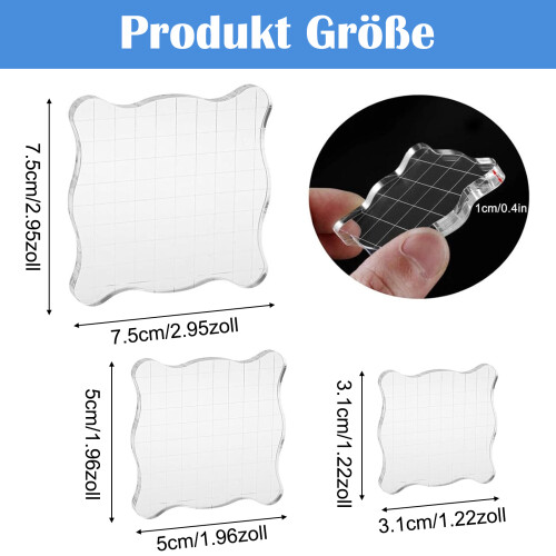 Grid Design Stamping Tools, Easy Grip Design Acrylic Clear Stamping Blocks for Accurate Image Placement, Adjustable Positioning with Smooth Edges, 2