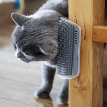 Self-Grooming Brush for Cats, Mountable to Corners and Flat Surfaces with Extended Length Cat Combs for Gentle Massage and Hair Removal, Wall Corner