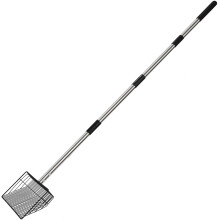 Chicken Poop Scooper with Sifting Design, Extra-Wide Head for Rapid Cleaning Industrial-Grade Construction Stainless Steel Handle Adjustable Length