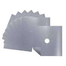 15pcs Gas Stove Protector Liners, NonStick Reusable Burner Covers, Heat Resistant, Silver