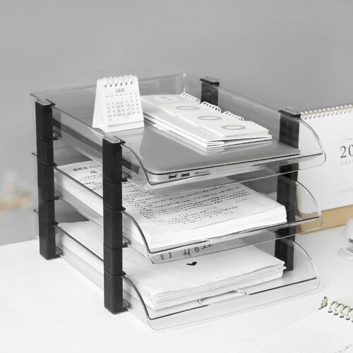 Acrylic 3-Layer Desk File Letter Tray Storage Rack 280x372x247mm 1