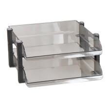 Acrylic Desk File Letter Tray Rack 2 Layers 280x372x144mm Dark Black
