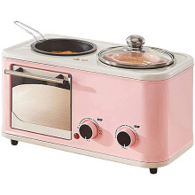 5L Multifunction Mini Oven with Timer, 1200W Countertop Breakfast Maker for Small Kitchen, Pink