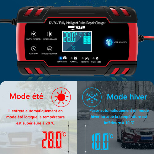 Οθόνη LCD με 4 λειτουργίες φόρτισης, φορτιστής μπαταρίας για αυτοκίνητα, 2