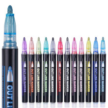 Super Squiggles Shimmer Pens with Durable Ultra-Fine Nylon Nib, Ideal For Adult Coloring Books (12 Luminous Colors)