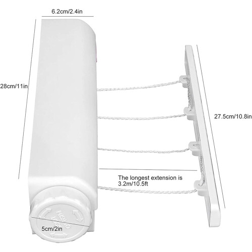 Wall Mounted Retractable Clothesline, Automatic Telescopic For Wide Application, Weight Support And Retractable Safety, 1PCS 1