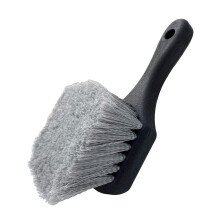Car Tire Cleaning Brush with Short Handle and Ergonomic Grip for Wheels and SUVs Black