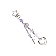 Porte-clés pendentif en perles de cœur et de croix,-Section B