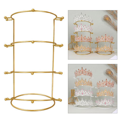 Metal Gold/White Crystal Headbands Organizer-White 2 layer 2