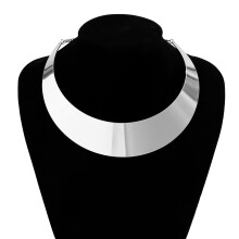 Trendy Goud/Zilver Kleur Torques Ketting Gladde Ronde-Zilver